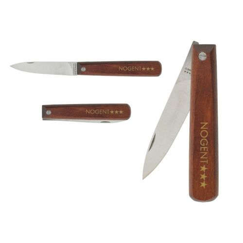 Couteau d'Office Pliant - 8 cm Lame Lisse - Marron - Sans Protection | Pocket | NOGENT ***