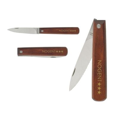 Couteau d'Office Pliant - 8 cm Lame Crantée 3mm - Marron - Sans Protection | Pocket | NOGENT ***