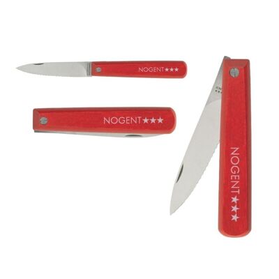 Couteau d'Office Pliant - 8 cm Lame Crantée 3mm - Rouge - Sans Protection | Pocket | NOGENT ***