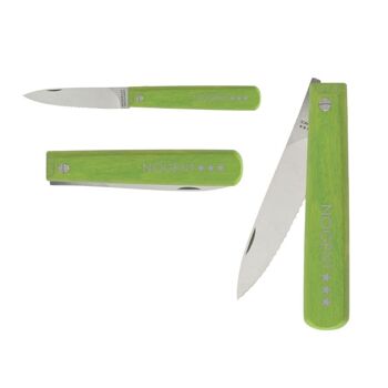 Couteau d'Office Pliant - 8 cm Lame Crantée 3mm - Vert - Sans Protection | Pocket | NOGENT *** 1