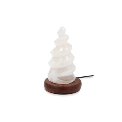 2 lampes USB Spiral en sélénite blanc 10cm