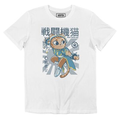 T-shirt Chun-li Cat - T-shirt con design di animali e videogiochi