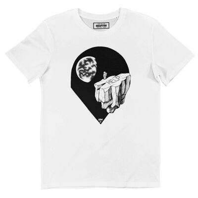 Stuck T-Shirt - Schwarz-weißes Message Space T-Shirt