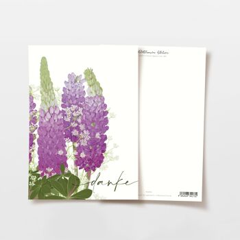 Carte postale fleurs sauvages violettes merci, certifiée FSC 1