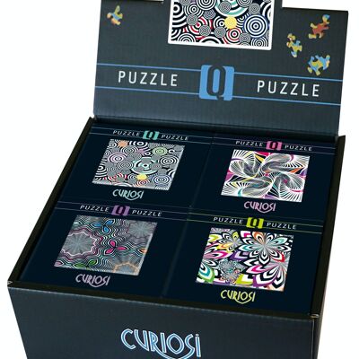 Espositore Q7-Shake riempito con 16 puzzle della serie Q-Shake, 70 / 72 pezzi puzzle