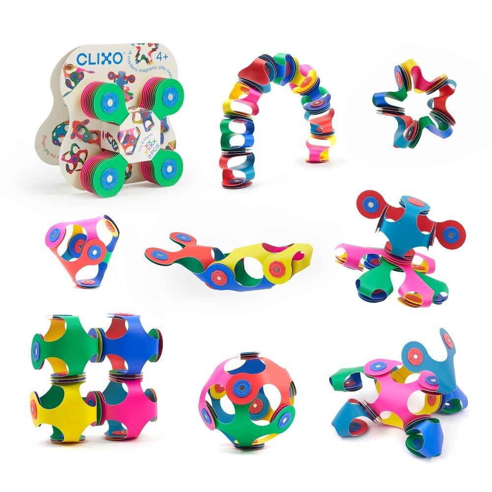 CLIXO - Itsy pack (rosa/turchese) - Gioco di costruzione magnetico, flessibile, durevole e fantasioso - 18 pezzi - a partire da 4 anni