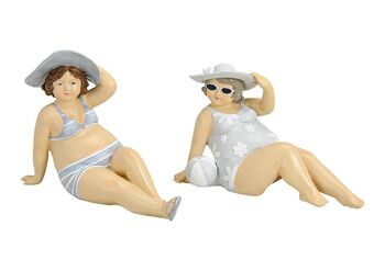 Femme en maillot de bain poly, 2 assortis, L18 x P8 x H14 cm