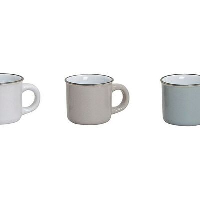 Taza de café expreso en blanco / marrón / gris de cerámica, 3 surtidos, 5 cm, 50 ml