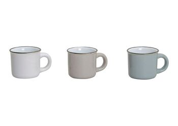 Tasse à expresso en blanc / marron / gris en céramique, 3 assorties, 5 cm, 50 ml