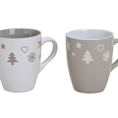 Taza con decoración de estrellas de cerámica, 2 surtidos (an/al/pr) 11x10x8 cm, 300 ml