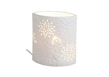 Lampe de table ovale blanche en porcelaine, L18 x P10 x H20 cm sans ampoule