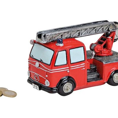 Hucha de polietileno para coche de bomberos, 16 x 8 x 10 cm.