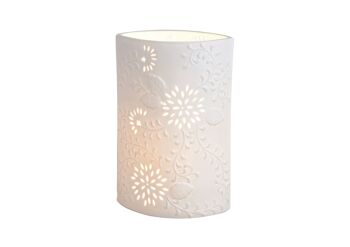 Lampe de table ovale blanche en porcelaine, L18 x P10 x H28 cm sans ampoule