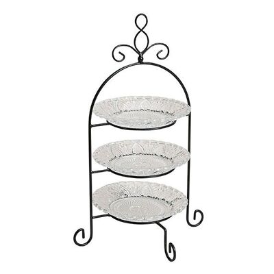 Etagere mit 3 Etagen aus Glas/Metall (B/H/T) 22x37x22 cm