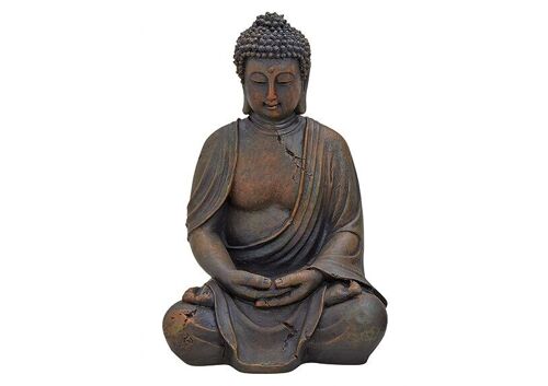 Buddha sitzend in braun aus Poly, 30 cm