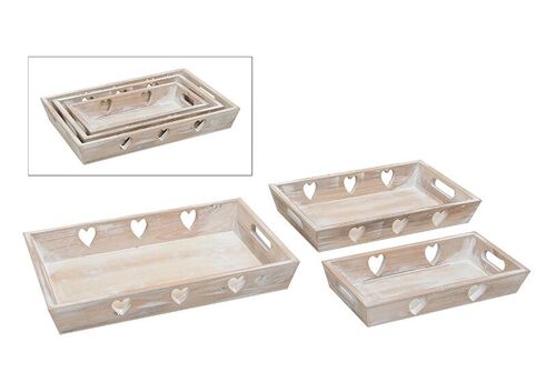 Tablett-Set in Holz, 3-teilig, 34x22x5cm