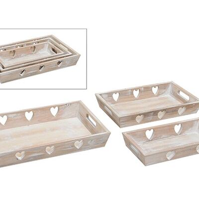 Tablett-Set in Holz, 3-teilig, 34x22x5cm