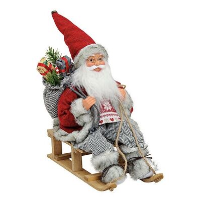 Papá Noel en trineo en rojo, 24 x 18 x 30 cm