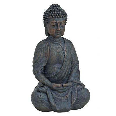 Buddha sitzend in braun aus Poly, 25 cm