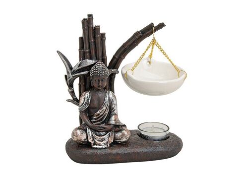 Duftlampe Buddha aus Poly/Keramik, B19 x T8 x H20 cm