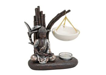 Lampe à parfum Bouddha en poly / céramique, L19 x P8 x H20 cm