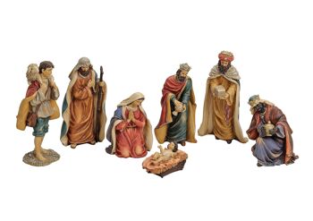 Set de figurines de la Nativité en poly, 7 pièces, 8-28 cm