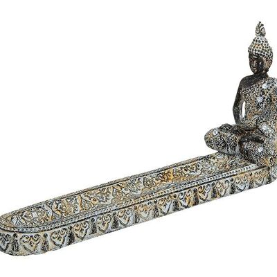 Räucherstäbchenhalter Buddha aus Poly, B25 x T6 x H11 cm