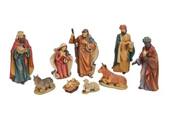 Set de figurines de la Nativité en poly, 9 pièces, 4-19 cm