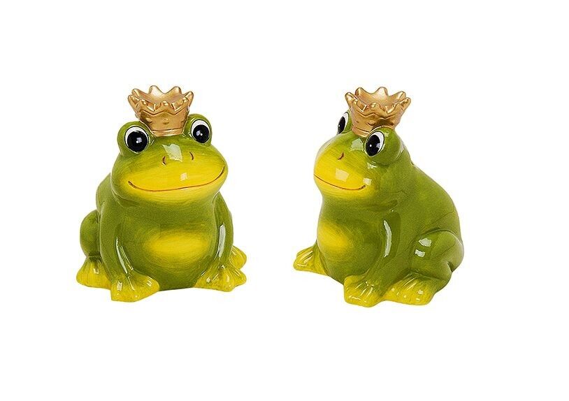 Salvadanaio in ceramica rana con corona, L12 cm