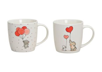 Mug en porcelaine éléphant, 2 assortis, 8 cm, 300 ml