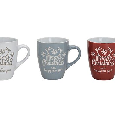 Tazza Merry Christmas in ceramica, 3 assortiti (L/A/P) 11x11x8 cm, 300 ml