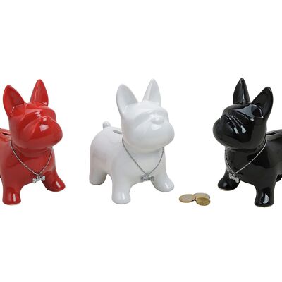 Salvadanaio cane in ceramica, 3 assortiti, L15 x P10 x H17 cm