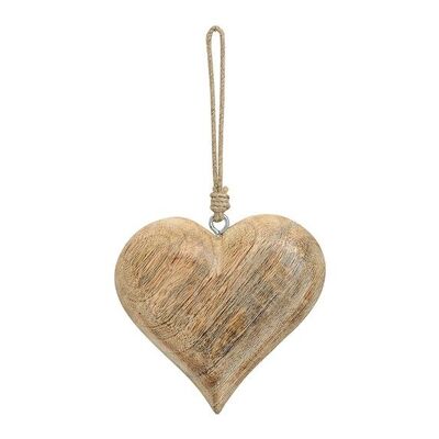 Percha corazón en madera marrón, 15 cm