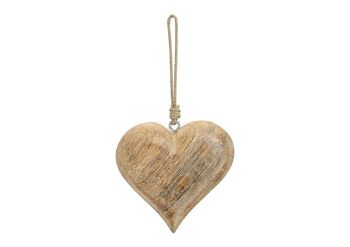 Coeur de suspension en bois brun, 15 cm