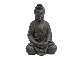 Bouddha assis en marron en poly, 32x52x25 cm