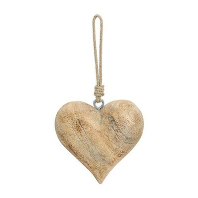 Percha corazón en madera marrón, 12 cm