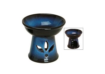 Lampe à parfum en céramique, en bleu (L/H/P) 13x13x13 cm
