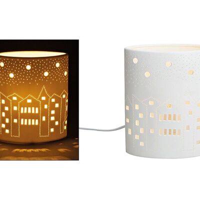 Tischlampe Häuser-Dekoration aus Porzellan, B16 x T10 x H20 cm ohne Leuchtmittel