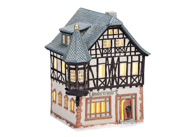 Lichthaus Lindenwirt Rüdesheim aus Porzellan Beige, grau (B/H/T) 14x18x14cm