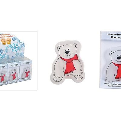 Chauffe-poche ours polaire en plastique blanc (L / H / P) 9x10x1cm