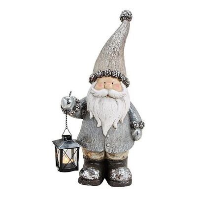 Babbo Natale con lanterna per 1 candela in magnesia marrone (L/A/P) 24x47x16 cm