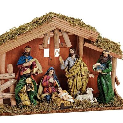 Presepe in poliestere, legno colorato (L/A/P) 30x21x10 cm