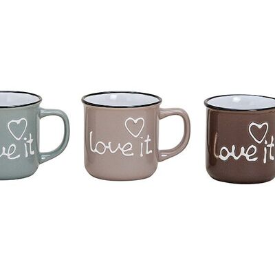 Taza Love it de cerámica de color triple, (An / Al / Pr) 12x8x9cm, 300ml