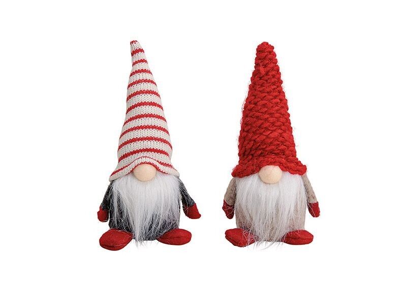 Deko Weihnachtswichtel aus Stoff, Rot-Weiß, 2-fach, (B/H/T) 7x18x6 cm