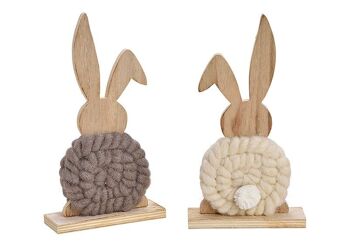Support pour lapins en bois, fibres synthétiques blanc, marron 2 fois, (L/H/P) 14x25x5cm