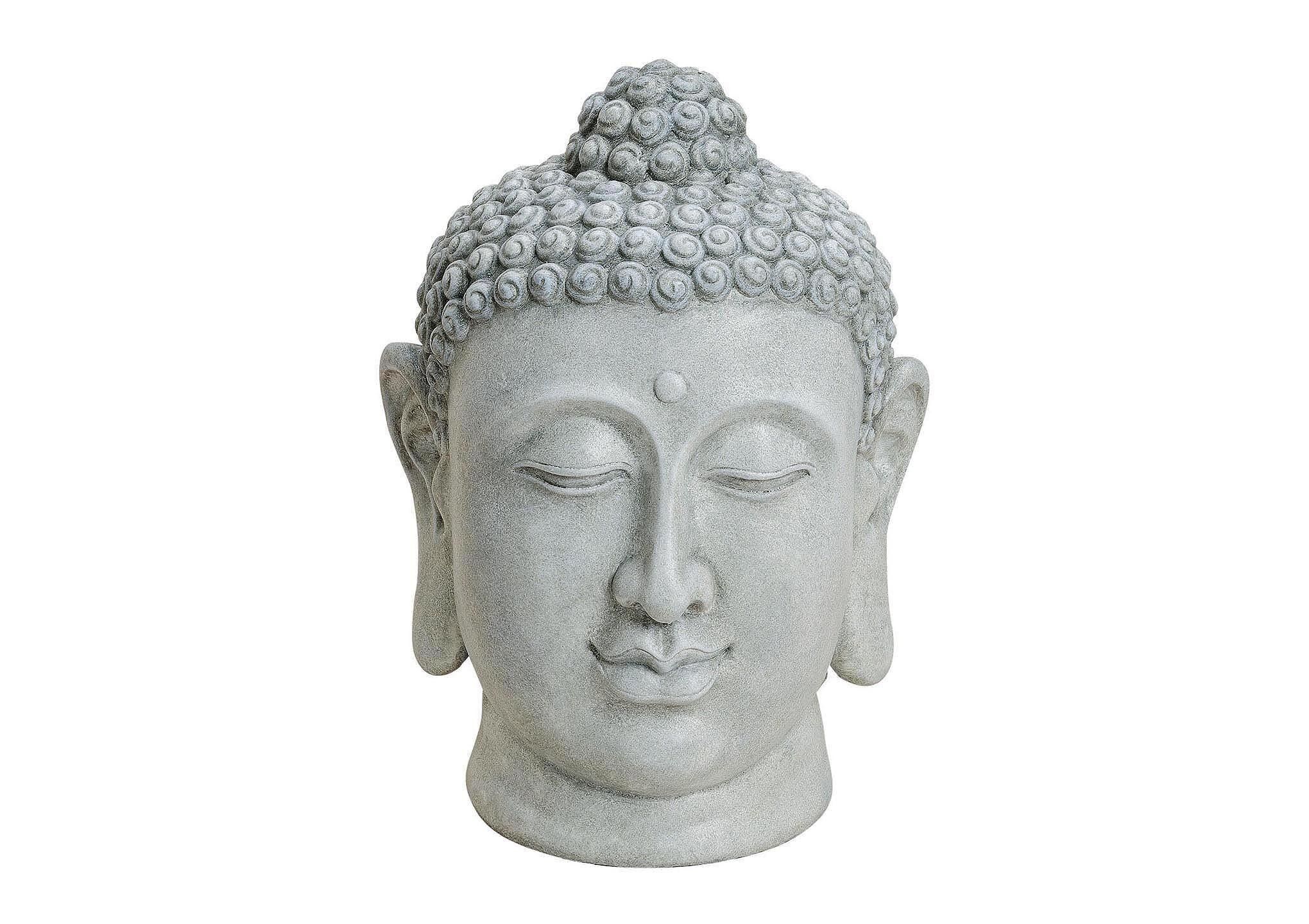 Buddhakopf in grau aus Magnesia, B33 x H48 cm