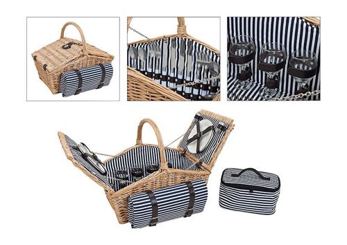 Picknickkorb für 4 Personen aus Weide, 26-teilig, B48 x T32 x H40 cm