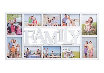 Cadre photo familial pour 10 photos, en plastique, L71 x H36 cm