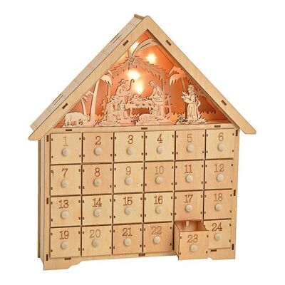 Calendrier de l'Avent avec éclairage en bois (L/H/P) 34x42x8cm