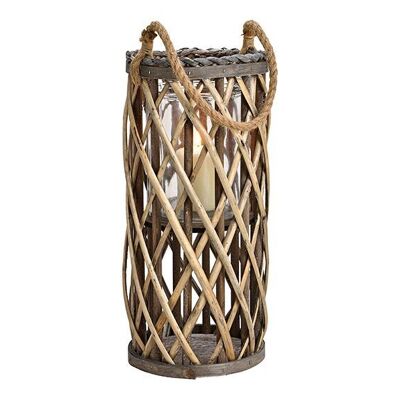 Lantern made of wood, glass brown (W/H/D) 18x40x18cm